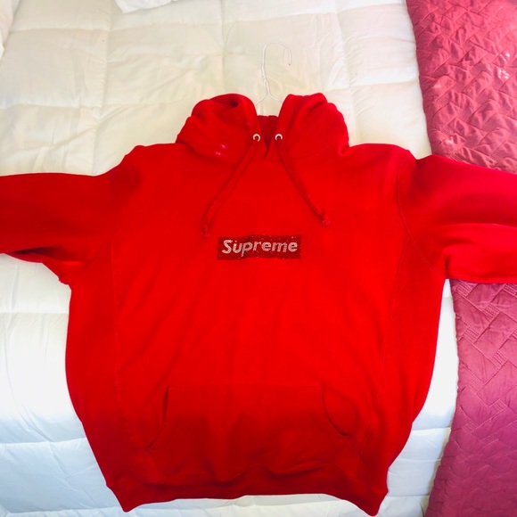 Supreme swarkoski box logo hoodie